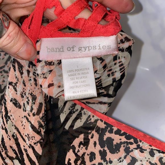 Band Of Gypsies Tank Top Orange And Brown Size Large TT-24 - Picture 5 of 5